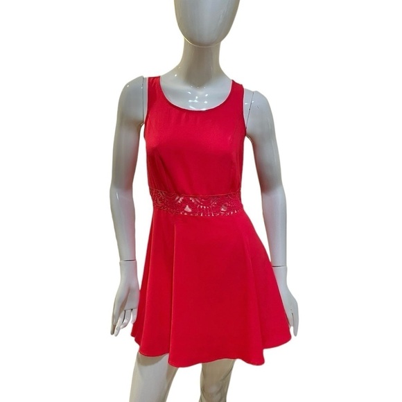 H&M Divided Red Crochet Lace Fit & Flare Mini Dress Size 6 - Picture 9 of 12